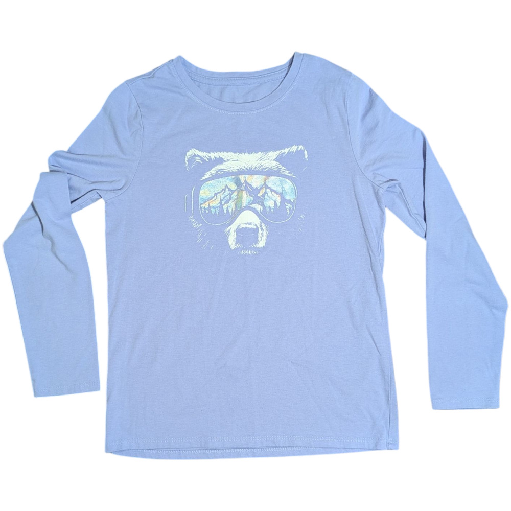 Purple Bear Shirt Long Sleeve Kids Clothes No Tag Please See measurements